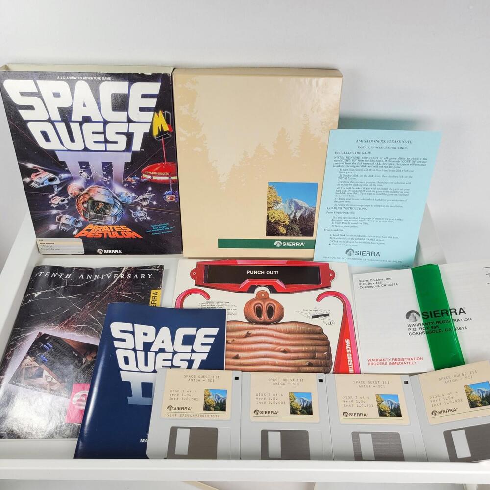 Space Quest III 3 Amiga Commodore Big Box Complete w/Glasses CIB